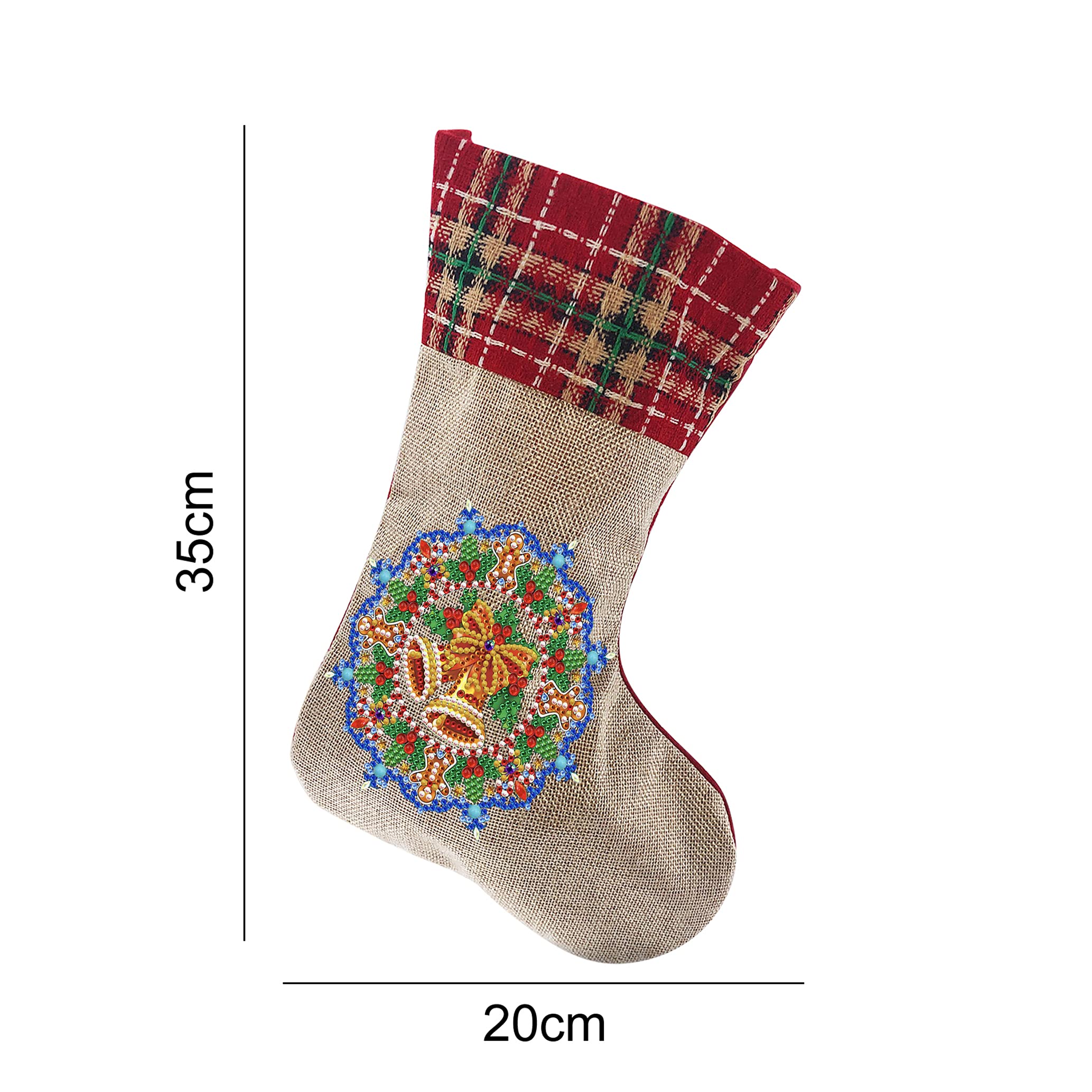 5D Diamond Painting Christmas Stockings Kit - DIY 14 Inch Holiday Bell & Candy Bag for Fireplace Decor - Perfect for Family Christmas Party, Home Decoration & Gift Giving