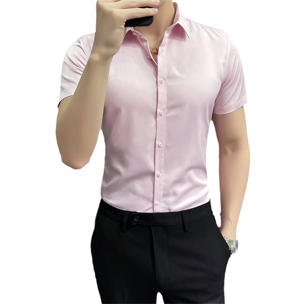 Men's Summer Casual Short Sleeve Dress Shirts - Slim Fit Business Formal Wear for Office & Wedding | Breathable Comfort Shirt for Hot Weather