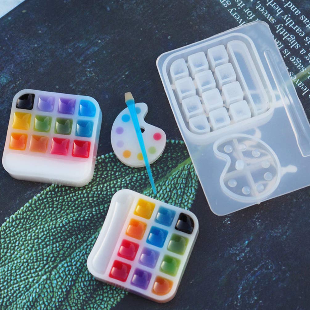EXCEART 2-Piece Box Palette Stencil Epoxy Resin Casting Mold - Silicone Molds for Lipstick Holder, Eyeshadow Paint & White Eye Shadow - Perfect for DIY Resin Art, Makeup Organizers & Craft Projects