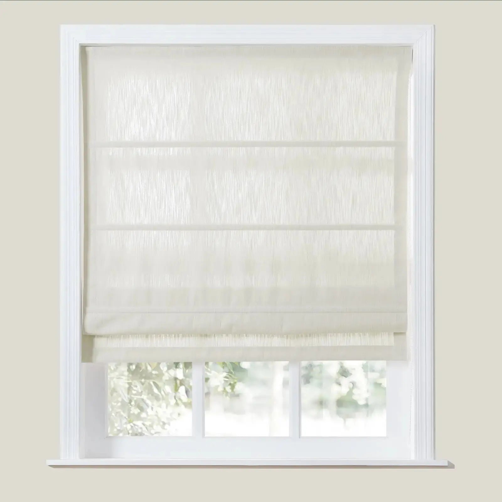 Cloe Cotton Blend Roman Shade with Cord Lift - Blackout Window Treatment for Bedroom & Living Room