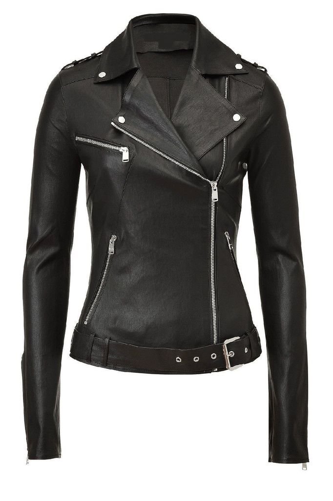 Women's Lambskin Leather Bomber Biker Jacket - XS Black | Stylish Motorcycle Outerwear for Casual & Night Out