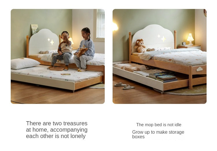 Solid Oak & Beech Wood Floor Bed with Pulley - Toddler Bed for Safe & Comfortable Sleep - Perfect for Montessori Bedrooms & Kids' Room Decor
