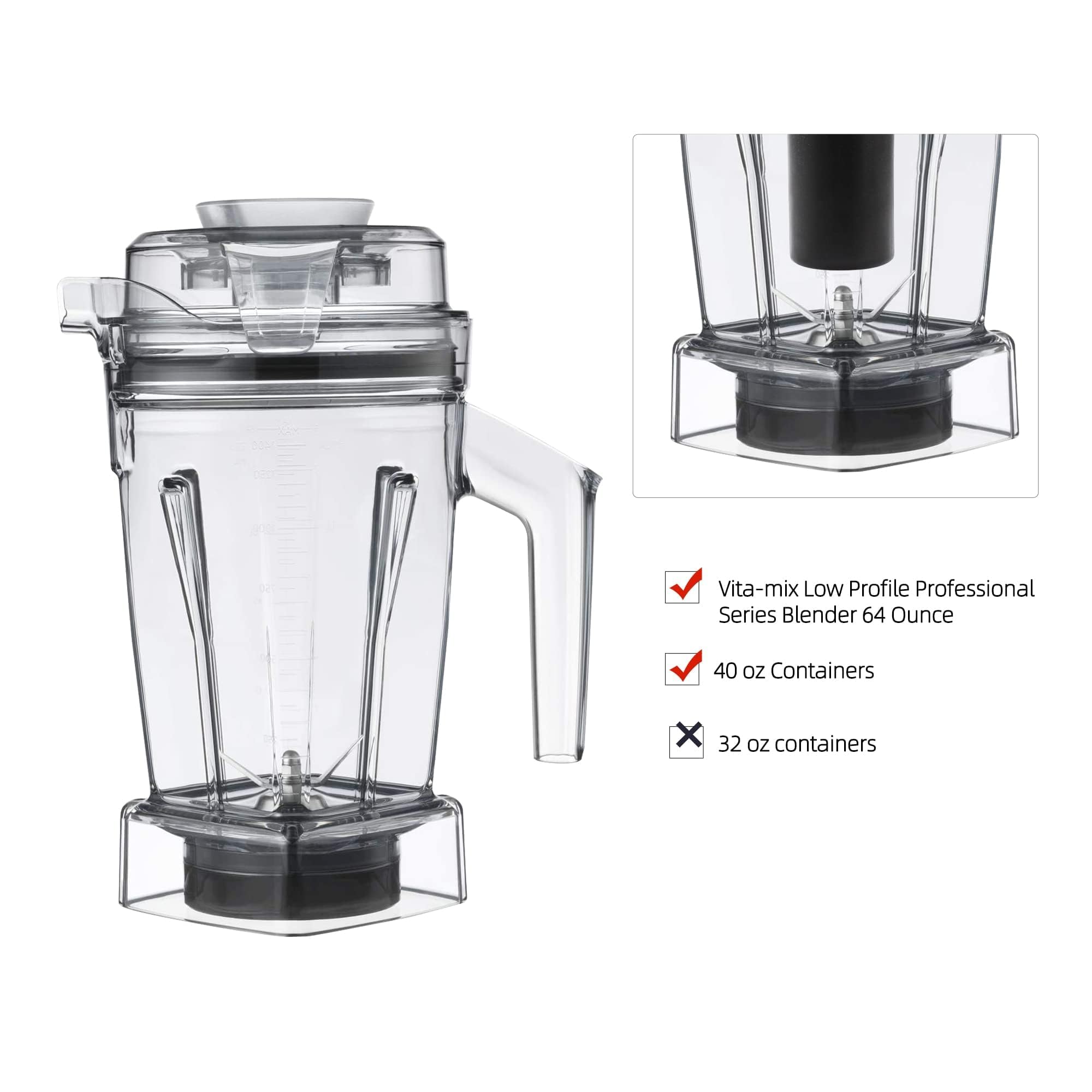 Vitamix Blender Tamper Replacement - Low Profile 11-Inch Black Tamper for 64oz & 40oz Containers, Compatible with Pro 750/5300/7500 Series - Perfect for Smoothies, Soups & Nut Butters