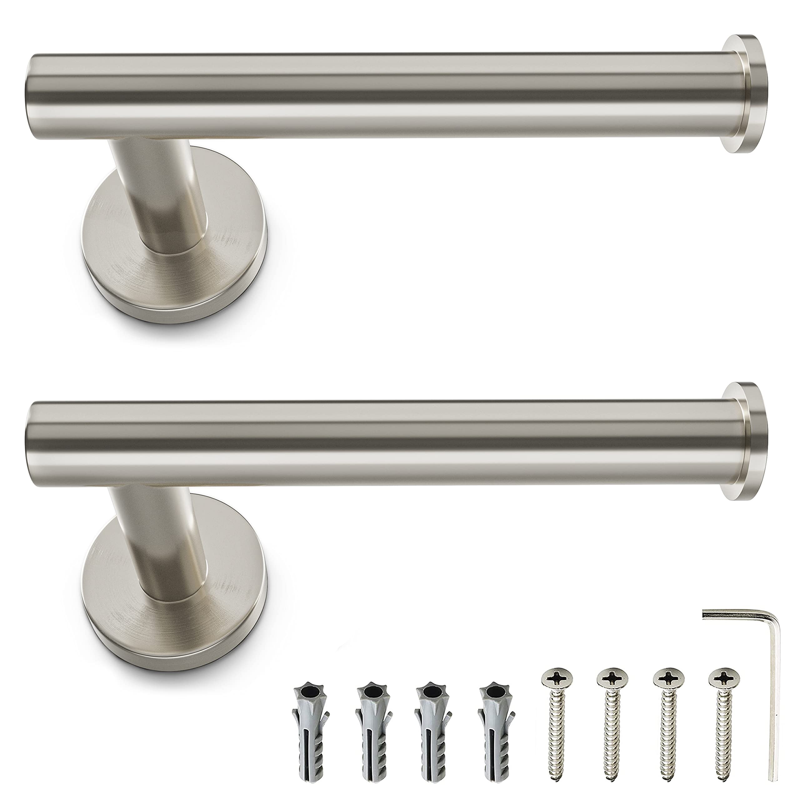Brushed Nickel Toilet Paper Holder Wall Mount – SUS304 Stainless Steel Rotate Proof Modern Bathroom Tissue Roll Holder – 2 Pack for Home, Kitchen, Washroom – Durable & Stylish Bathroom Accessory for Easy Paper Access
