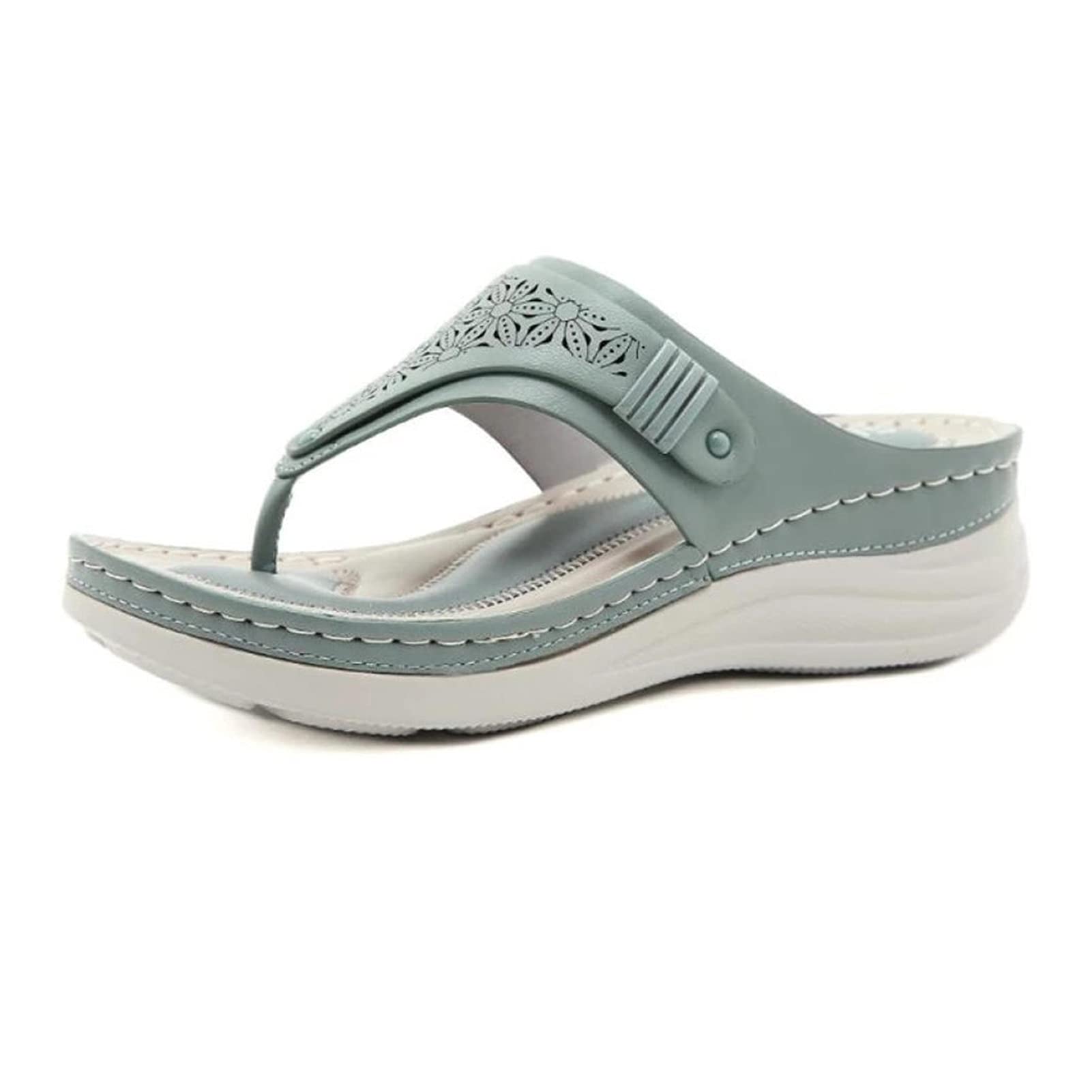 Women's Summer Comfortable Platform Wedge Sandals - Breathable Hollow Out Beach Slippers for Women, Fashion Casual All-Match Shoes (Green, Size 8) | Perfect for Beach Vacations, Poolside Lounging & Summer Outings