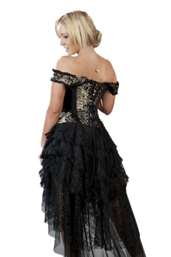 Women's Ophelie Steampunk Corset Dress - Victorian Gothic Lace-Up Bustier Costume for Cosplay, Halloween & Renaissance Fairs | Size Chart & Fit Guide Included