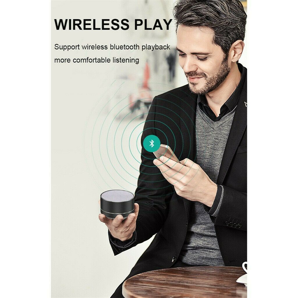 Portable Bluetooth Speaker Wireless Stereo Music Speaker with Hands-Free Calling & Rechargeable Battery (Gold) - Perfect for Outdoor, Travel, Beach, and Home Use