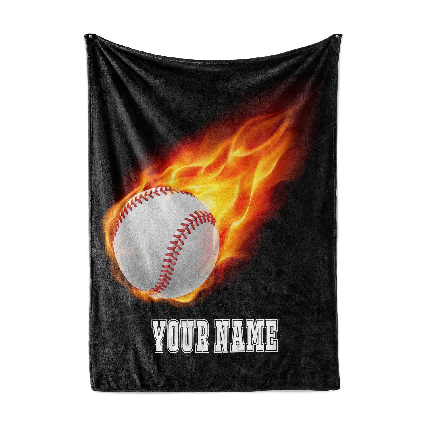 Personalized Custom Baseball Fleece & Sherpa Blanket for Kids - Soft Warm Throw for Tee Ball Players, Travel Games & Training - Perfect for Pitching, Hitting Practice, Catching Equipment & Bases Loaded Pattern - Great for Home, Dugout & Sideline Comfort