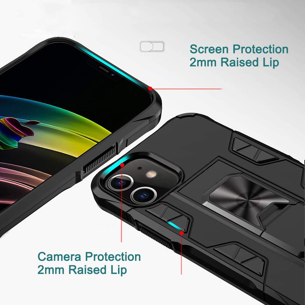 Omorro Military Grade iPhone 12 Mini Case - Drop Tested Rugged Protective Cover with Magnetic Car Mount & Kickstand | Hard PC + Soft TPU Dual Layer Protection | Perfect for Outdoor, Construction & Extreme Sports (Red)