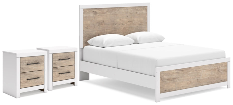Charbitt Queen Size Panel Bed Frame with 2 Nightstands - Modern Bedroom Furniture Set for Master Bedroom & Guest Room