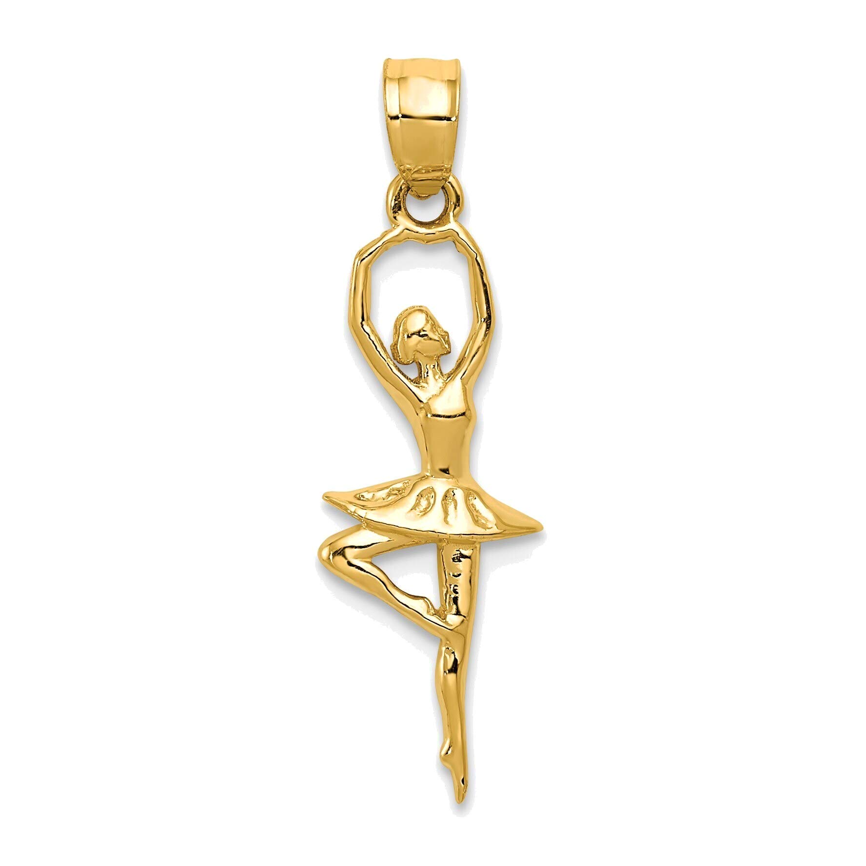 14K Yellow Gold Polished Small Ballerina Pendant Necklace - Elegant Ballet Jewelry Gift for Dancers & Ballerinas - Perfect for Performances, Recitals & Special Occasions