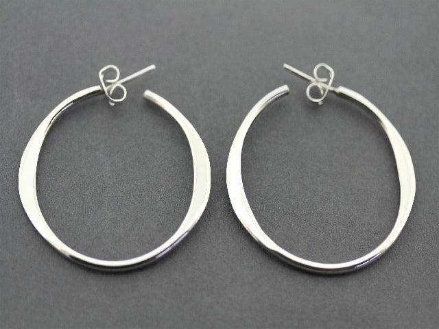 Flattened Hoop Stud Earrings - Sterling Silver 925 for Women - Perfect for Everyday Wear & Gift Giving