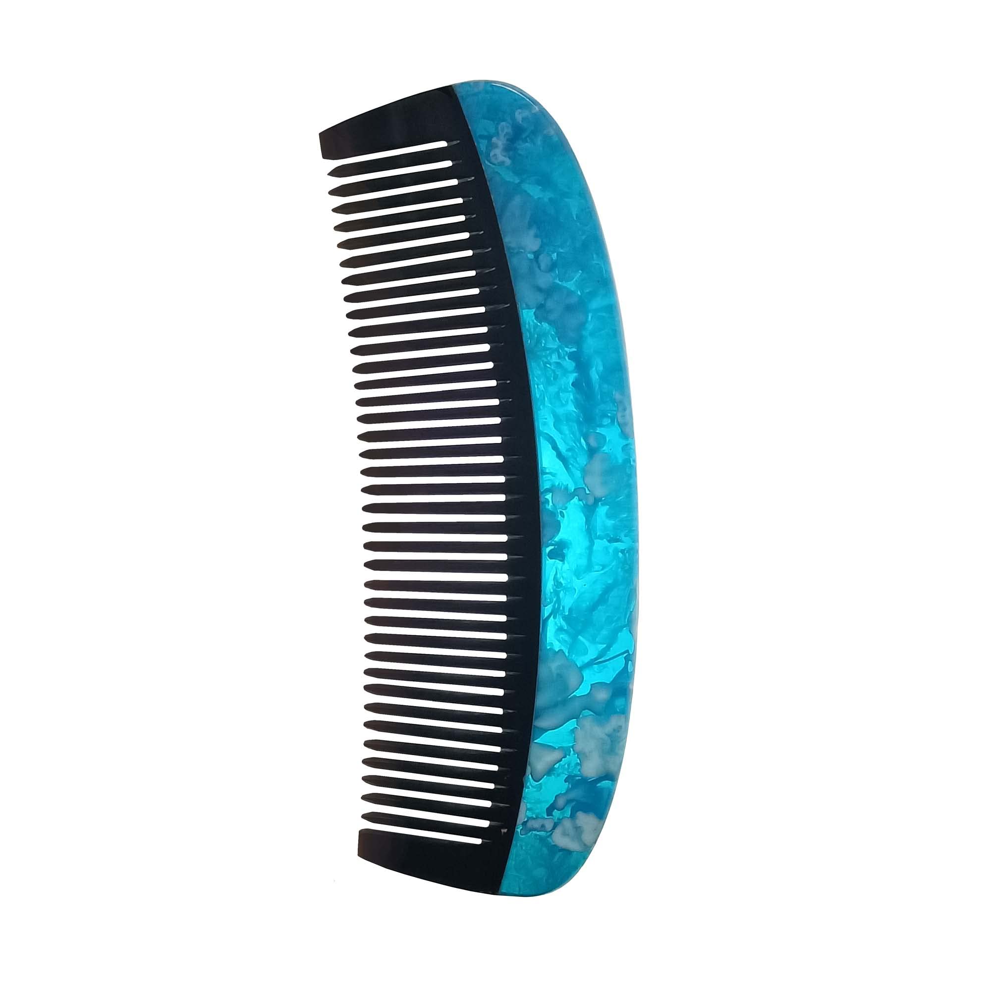Ginni Innovations Black Horn Comb with Fine Teeth & Resin Design for Men & Women - Perfect for Styling, Detangling & Scalp Massage at Home or Travel