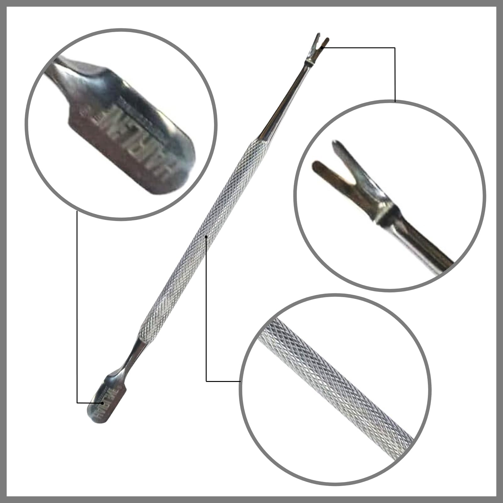 Professional Stainless Steel Dual Head V-Shaped Cuticle Pusher - Nail Care Tool for Home Salon & Nail Shop - Manicure & Pedicure Kit for Men & Women - Perfect for DIY Nail Care, Professional Grooming & Spa Treatments