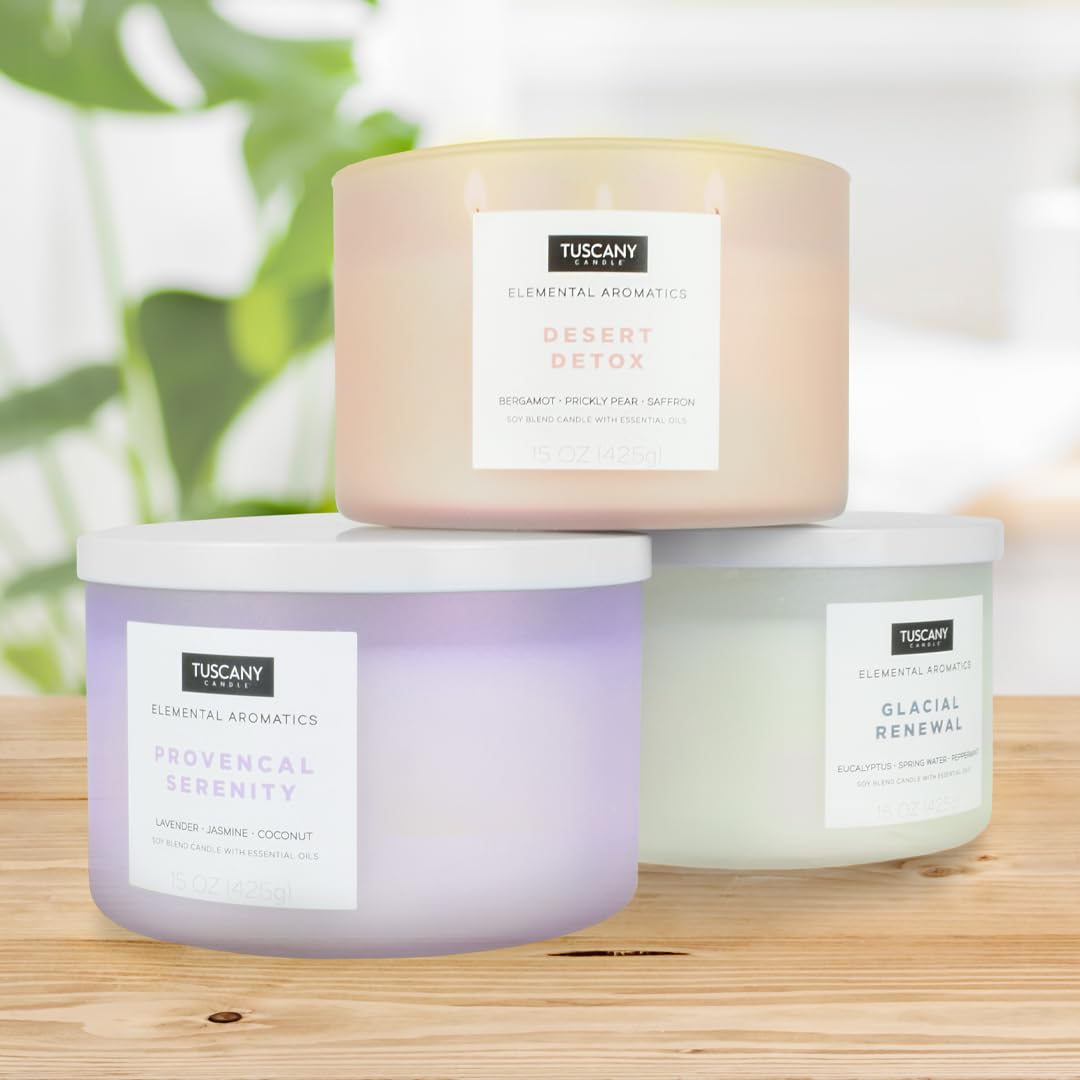 Tuscany Candle Desert Detox - 15oz Bergamot Scented Aromatherapy Candle for Relaxation, Stress Relief & Home Spa | Perfect for Bedroom, Bathroom & Meditation Spaces