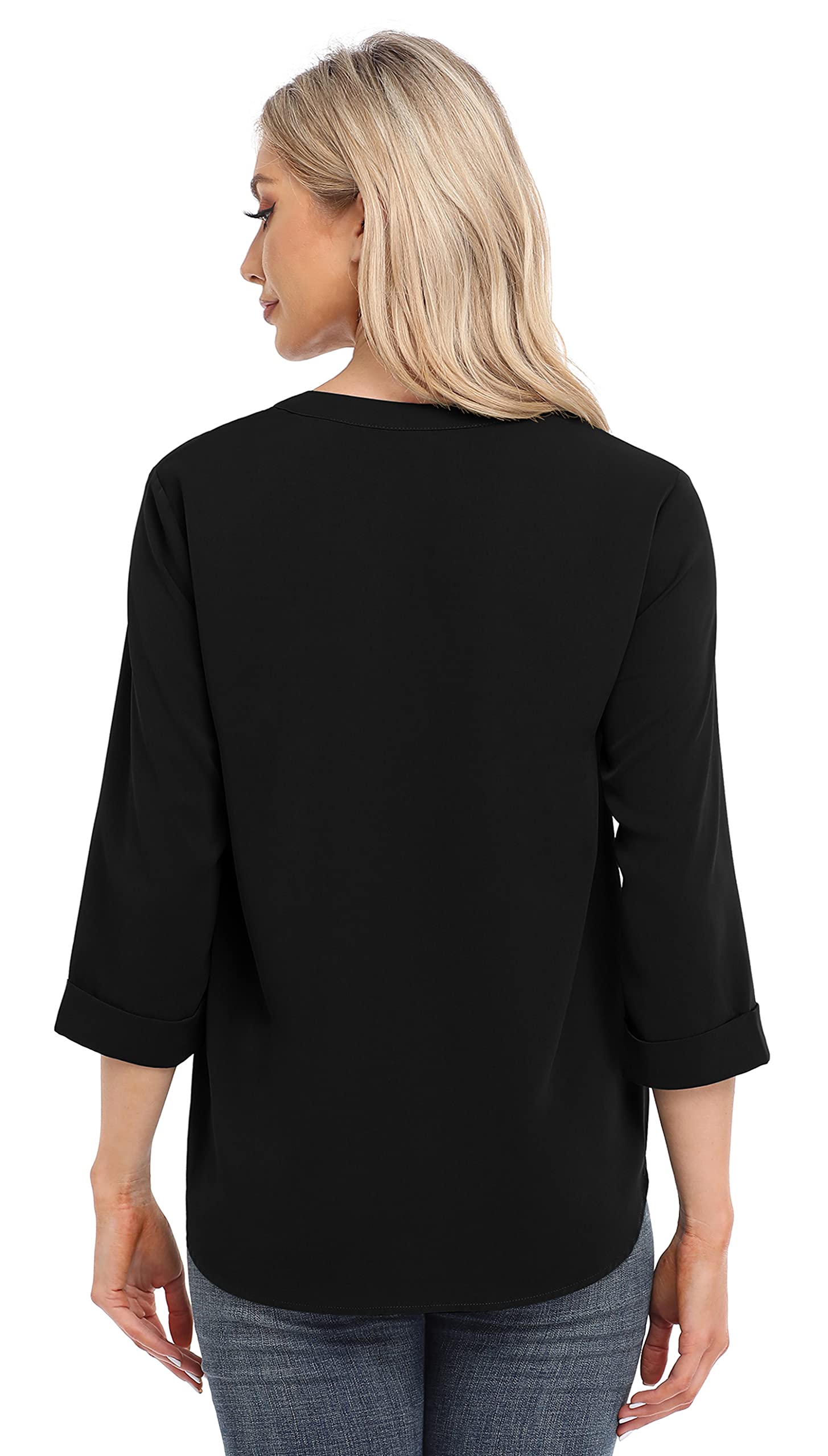 VIISHOW Women's Casual Chiffon Blouse - 3/4 Sleeve V-Neck Tunic Top Loose Shirt for Work & Everyday Wear | Summer Office & Weekend Outfit