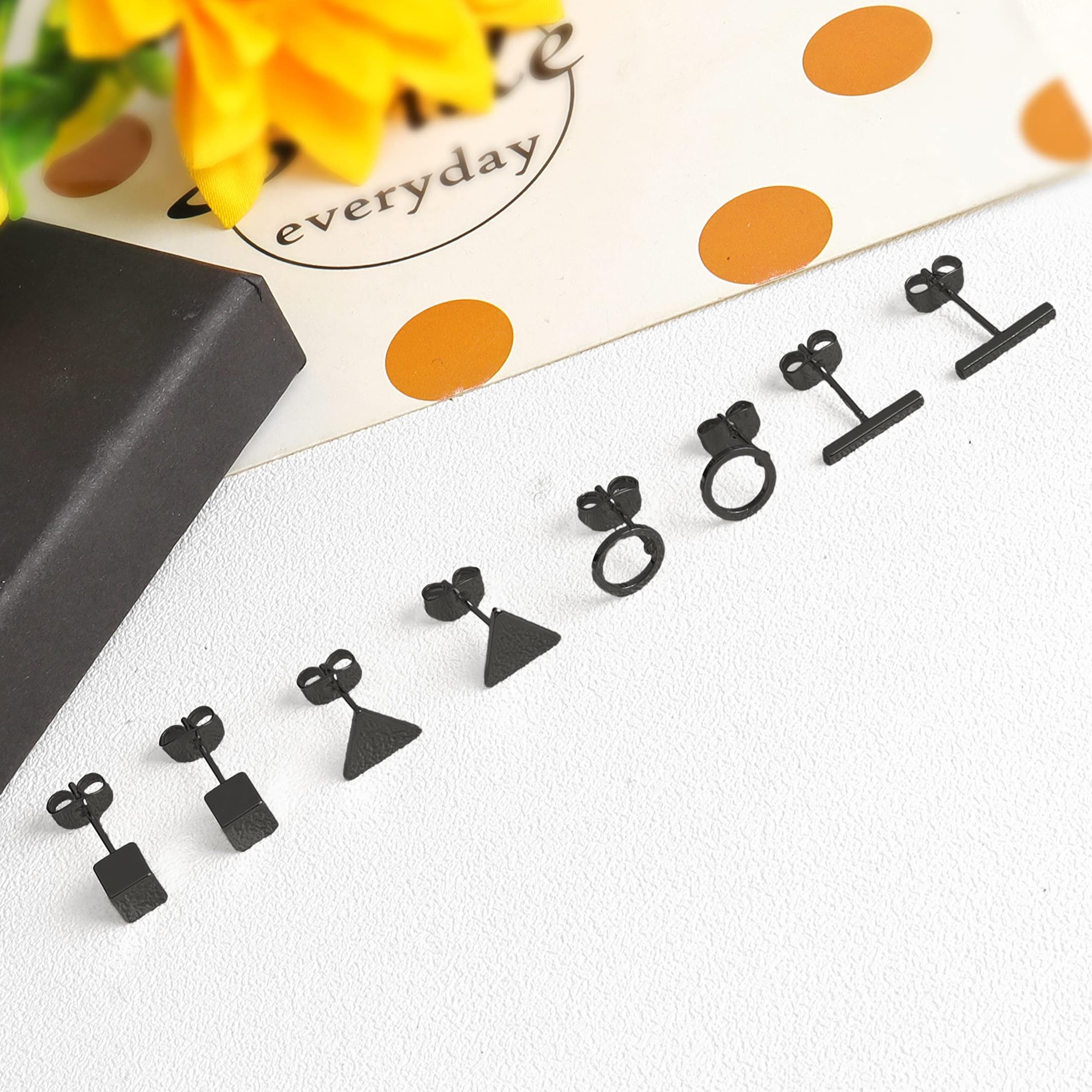 Minimalist Gold Stud Earrings for Women - Simple Circle Bar Earrings, Dainty Jewelry Gift Set for Her - Perfect for Everyday Wear, Office & Special Occasions