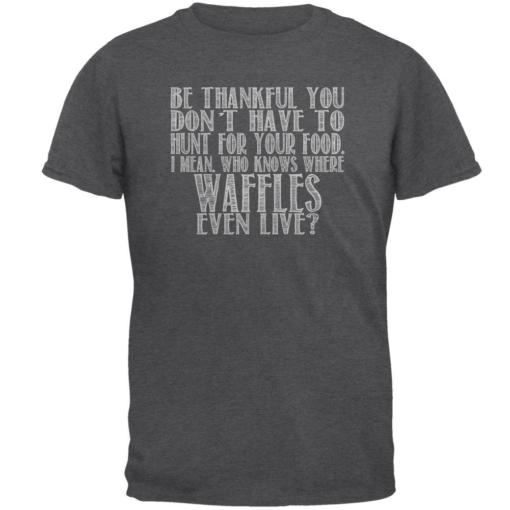Old Glory Hunt for Waffles Men's T-Shirt - Dark Heather Medium | Patriotic American Graphic Tee for Casual Wear & Outdoor Activities