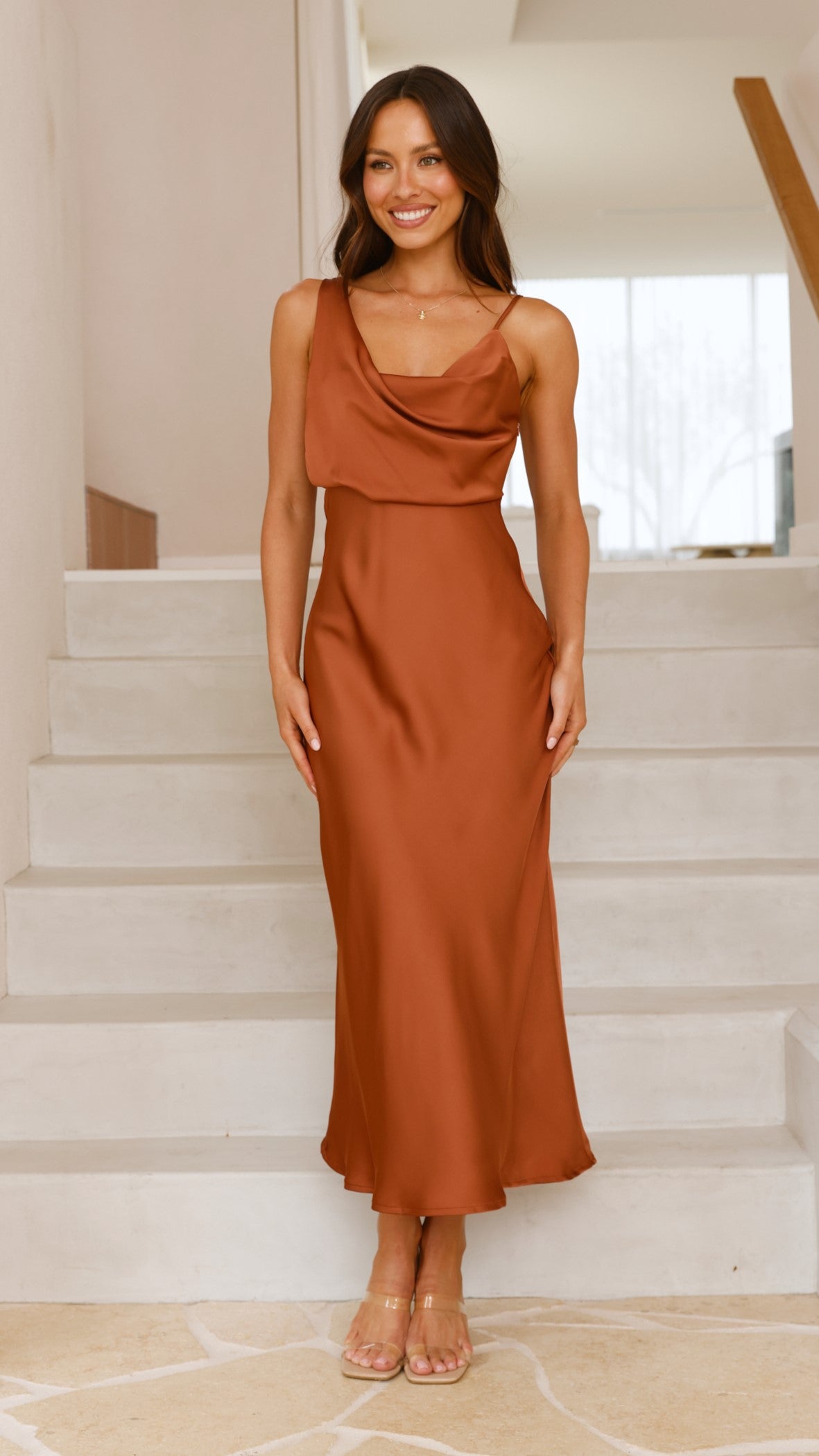 Audrey Maxi Dress in Copper - Elegant Long Flowy Dress for Women | Perfect for Weddings, Parties & Summer Outfits