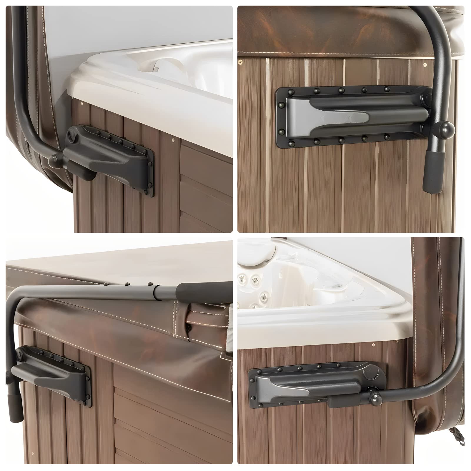 Premium Spa Cover Lift System - Heavy Duty Pivot Top Mount Hot Tub Cover Lifter with Reinforced Brackets & 3-Hook Towel Rack - Universal Fit for Most Spas & Hot Tubs - Perfect for Backyard Relaxation & Patio Decor