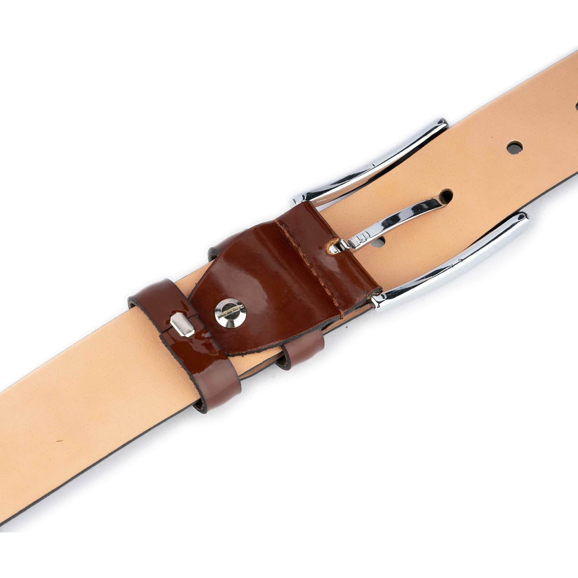 Premium Men's Genuine Brown Patent Leather Dress Belt - 3.5 cm Width - Formal & Business Attire Accessory for Office, Weddings & Special Occasions