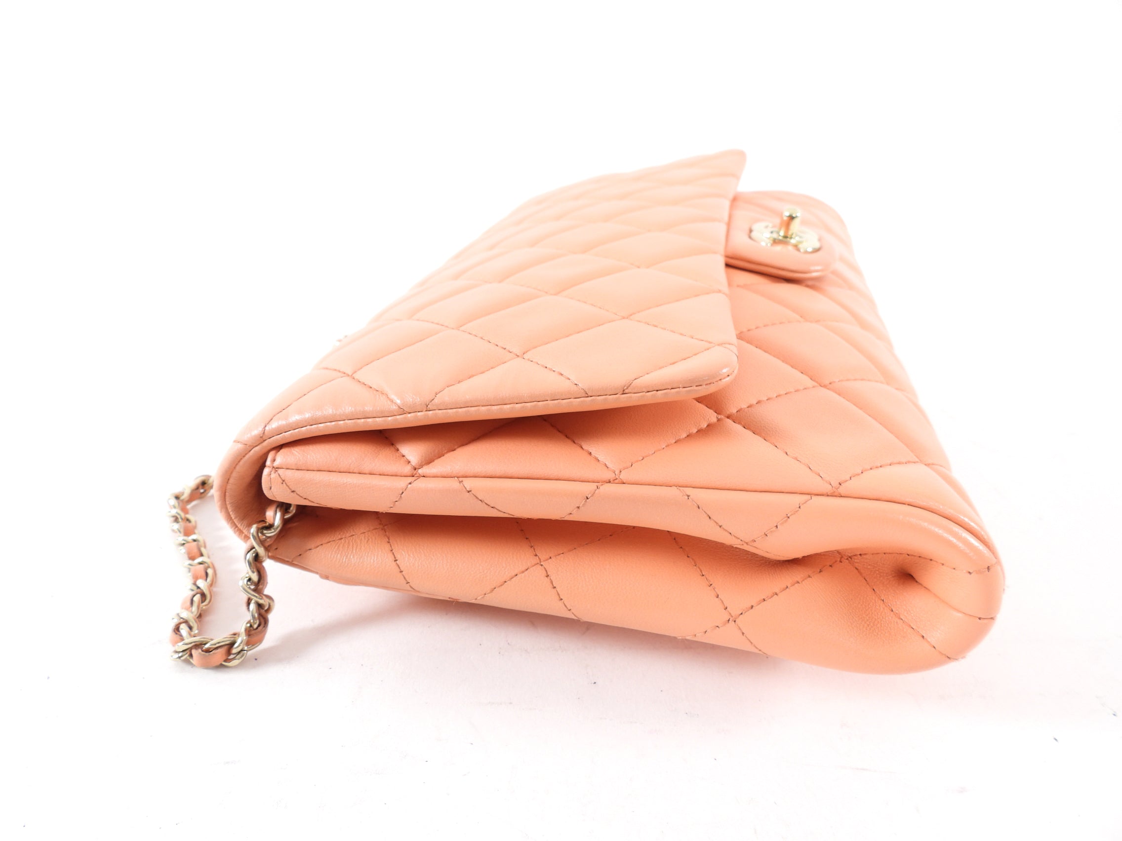 Chanel Peach Quilted Leather Timeless Chain Clutch Flap Bag - Luxury Designer Handbag for Women, Perfect for Evening Parties, Weddings & Special Occasions
