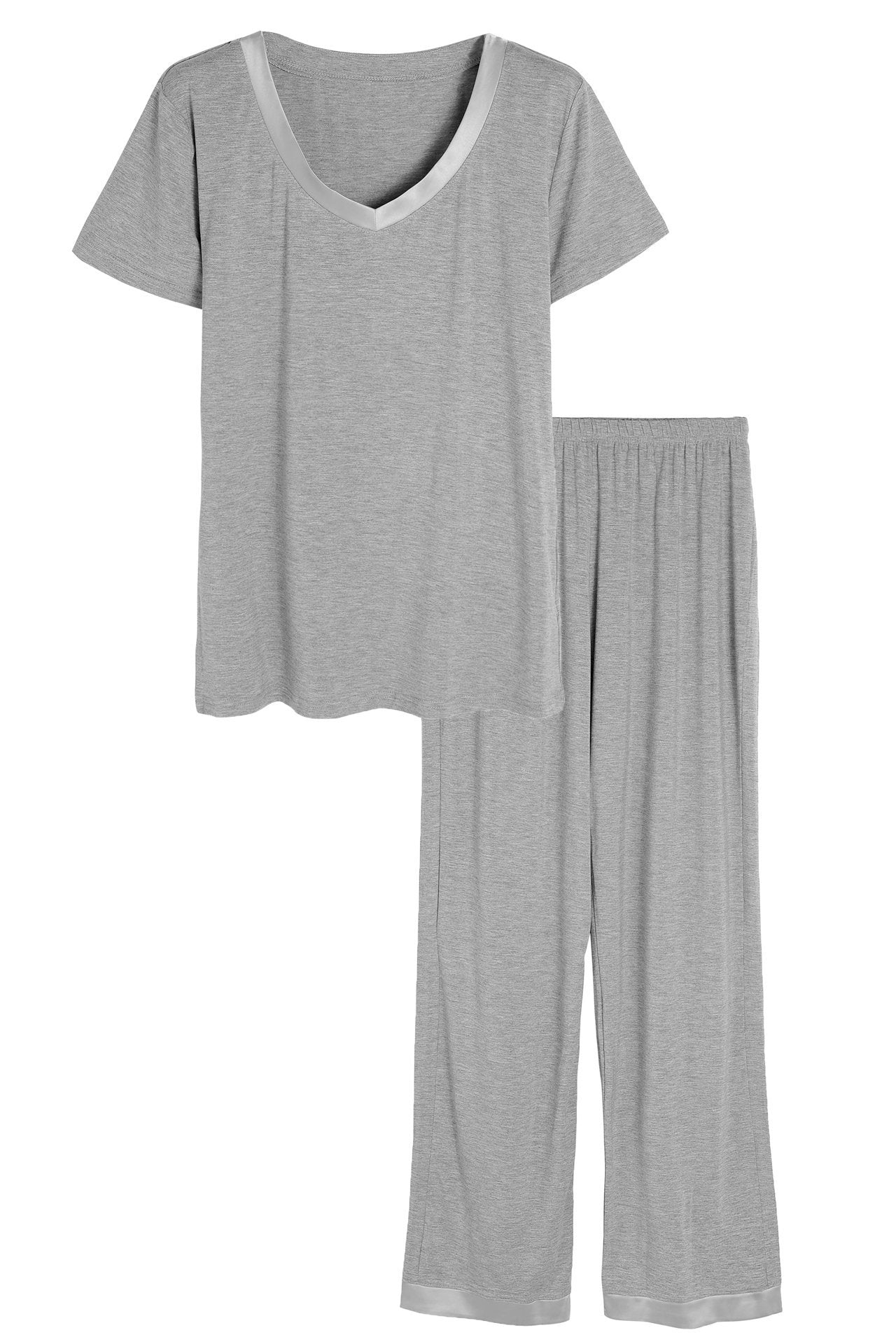 Women's Bamboo Sleepwear Set - Soft Short Sleeve Top & Comfortable Pants Pajamas for Lounge & Nightwear | Eco-Friendly Bamboo Fabric for All-Season Comfort