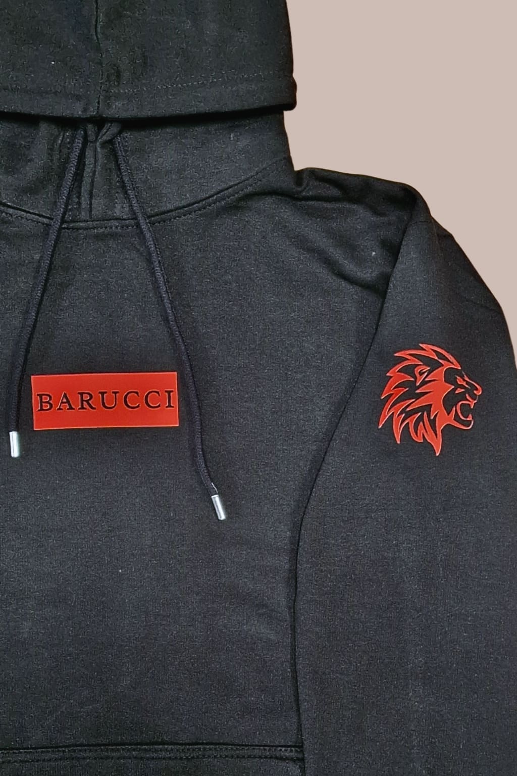 Barucci Joe Black Cotton Blend Hoodie with Red Logo - Stylish & Comfortable Men's Pullover for Casual Wear, Gym, and Outdoor Activities