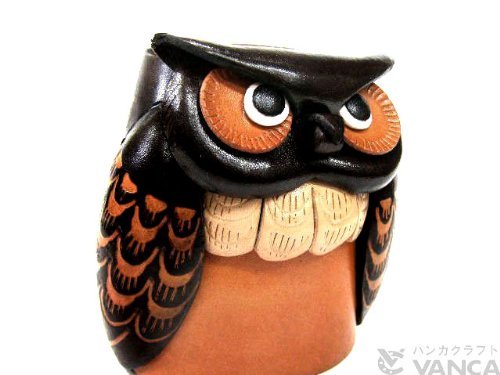 VANCA Handmade Owl Genuine Leather Eyeglasses Holder & Stand - Japanese Crafted Animal Glasses Organizer for Desk, Nightstand & Travel Accessories