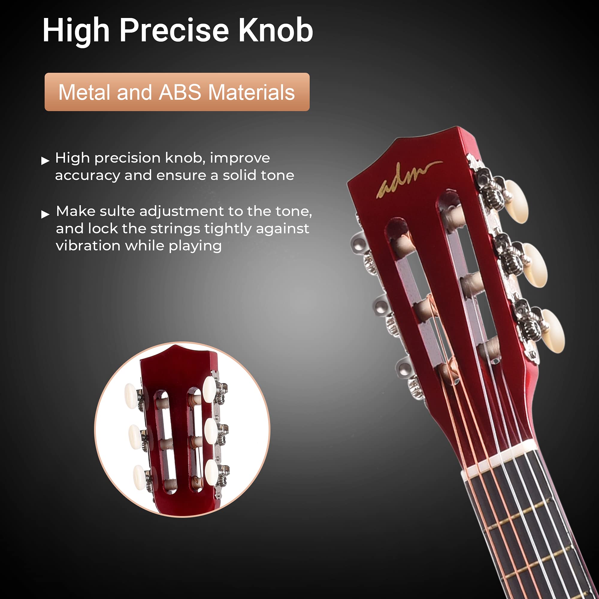 ADM 30 Inch Beginner Acoustic Classical Guitar with Nylon Strings - Wooden Guitar Bundle Kit for Kids, Boys, Girls & Students (Includes Gig Bag, Strap, Tuner, Extra Strings, Picks) - Perfect for Home Practice, Music Lessons & Youth Performances