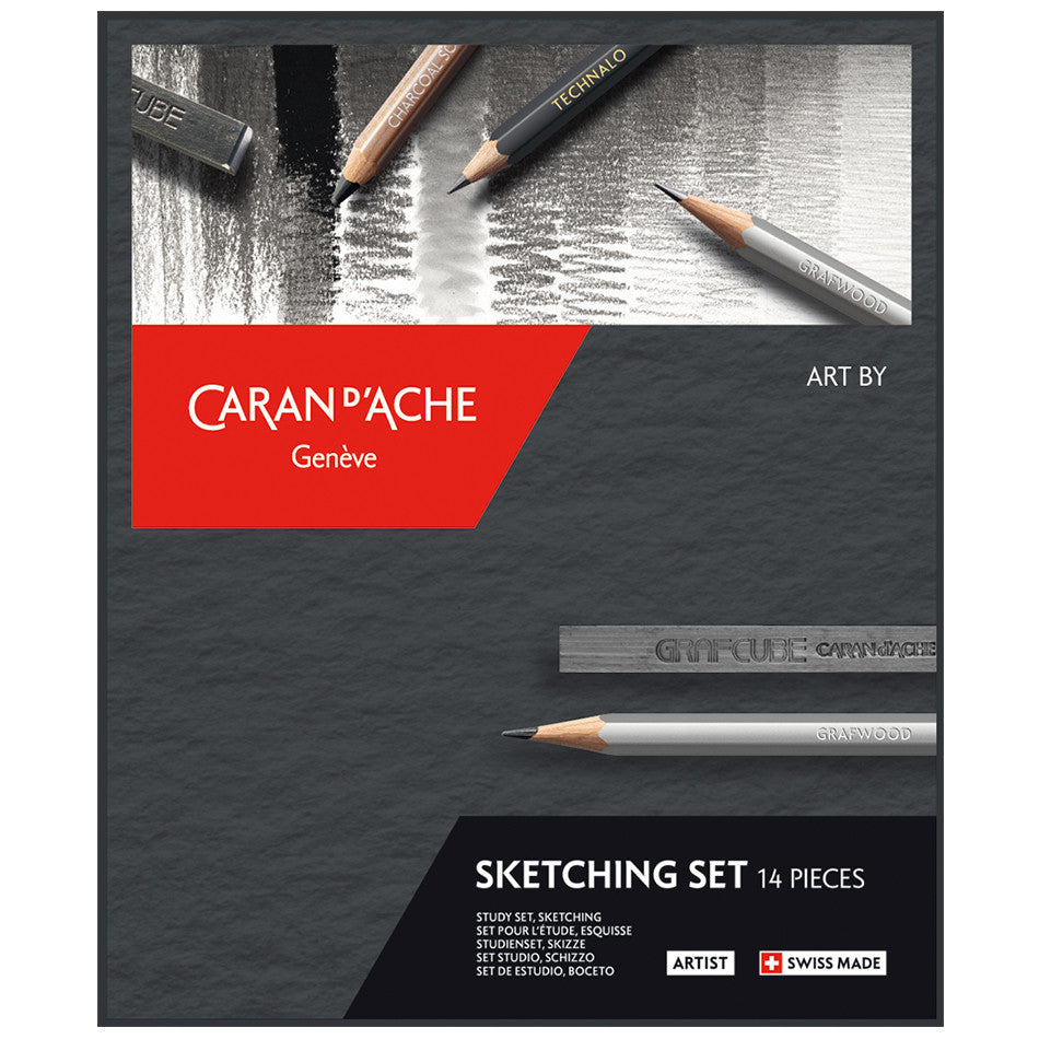 Premium Caran d'Ache Artist Sketching Set - 15-Piece Professional Drawing Kit with Graphite Pencils, Charcoal & Blending Stumps - Perfect for Artists, Illustrators & Sketching Enthusiasts - Ideal for Studio, Classroom & Outdoor Drawing
