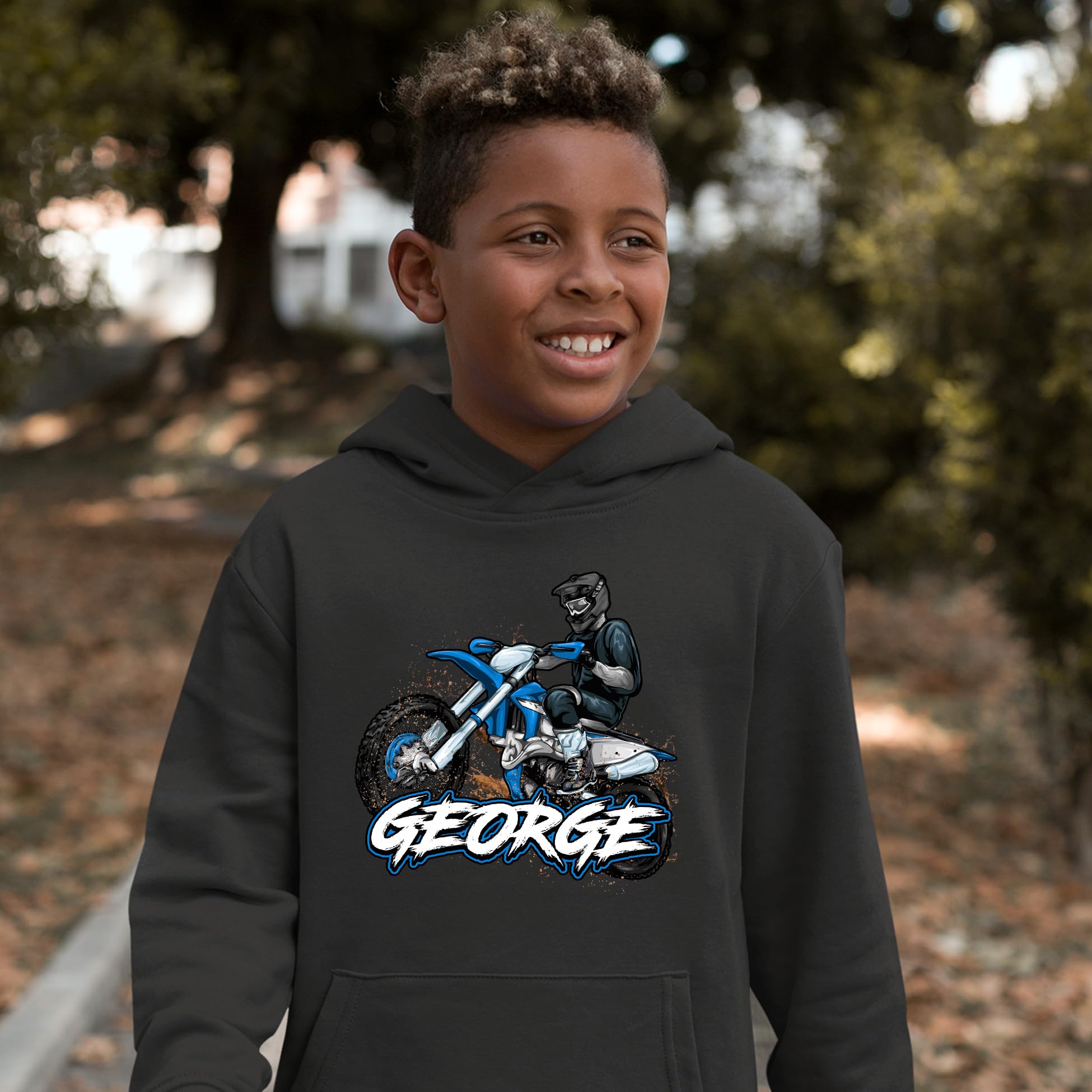 Custom Boys Dirt Bike Hoodie - Personalized Motocross Hooded Sweatshirt for Kids | Purple Print House | Perfect for Racing, Birthday Gifts & Outdoor Activities