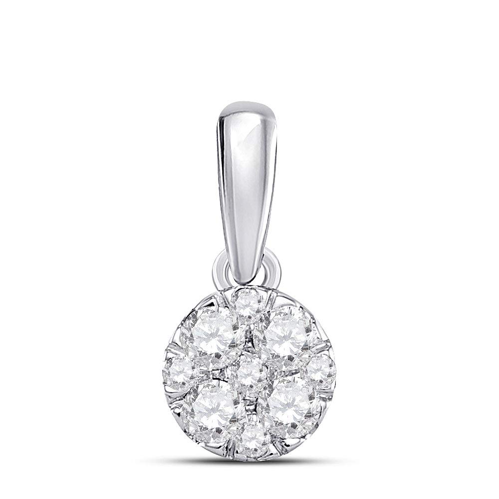 14K White Gold Women's Round Diamond Fashion Cluster Pendant Necklace - 1/4 Cttw Sparkling Jewelry for Anniversary, Birthday & Special Occasion Gifts