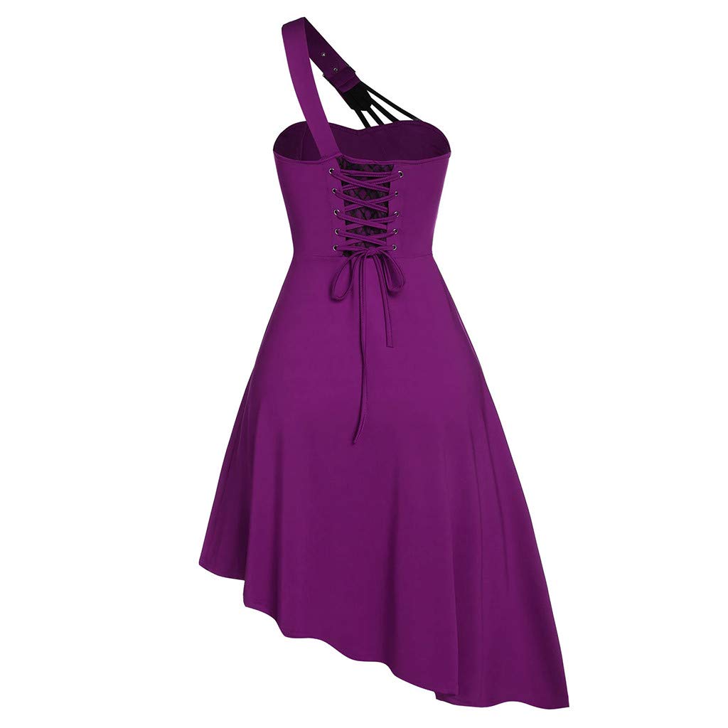Gothic Vintage Sleeveless Women's Dress - Solid Color Irregular Stitching Spring Dress for Women | Perfect for Gothic Parties, Vintage Events & Spring Outfits