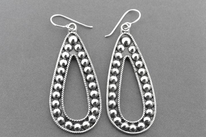 Long Teardrop Tribal Earrings - Sterling Silver Dangle Earrings for Women, Boho Chic Jewelry for Parties & Festivals