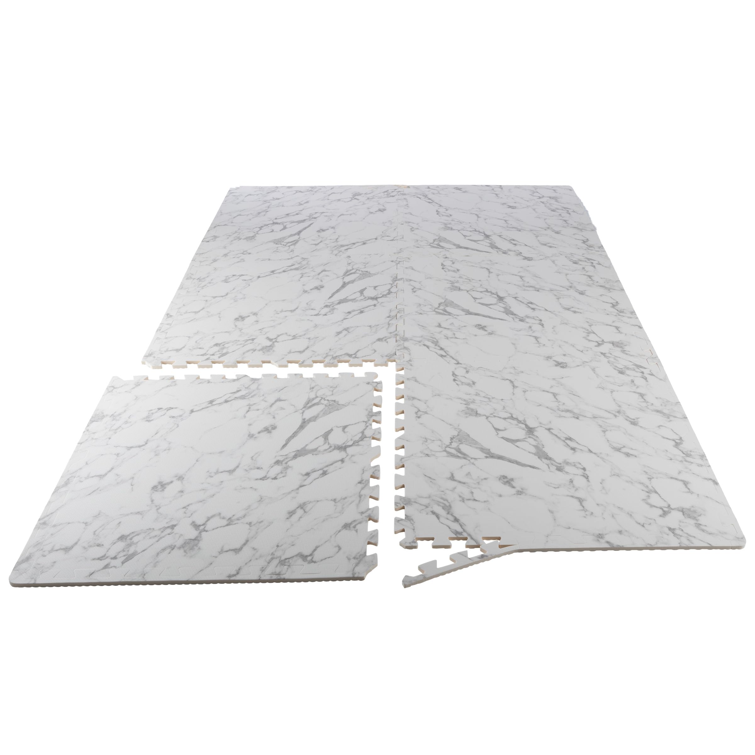 Stalwart EVA Foam Floor Tiles 6-Pack (24 SQFT) - Interlocking Puzzle Exercise Mats for Home Gym, Baby Playroom & Kids Safe Play Area - Non-Slip Faux Marble Design for Workouts & Toddler Protection