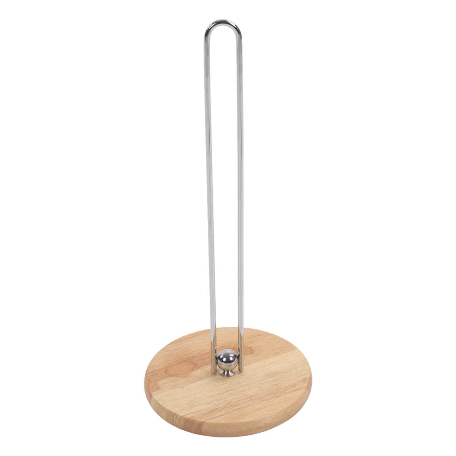 Stainless Steel Paper Towel Holder with Solid Wood Base - Kitchen & Bathroom Organizer for Countertop, Sink, or Cabinet - Durable & Stylish Home Accessory