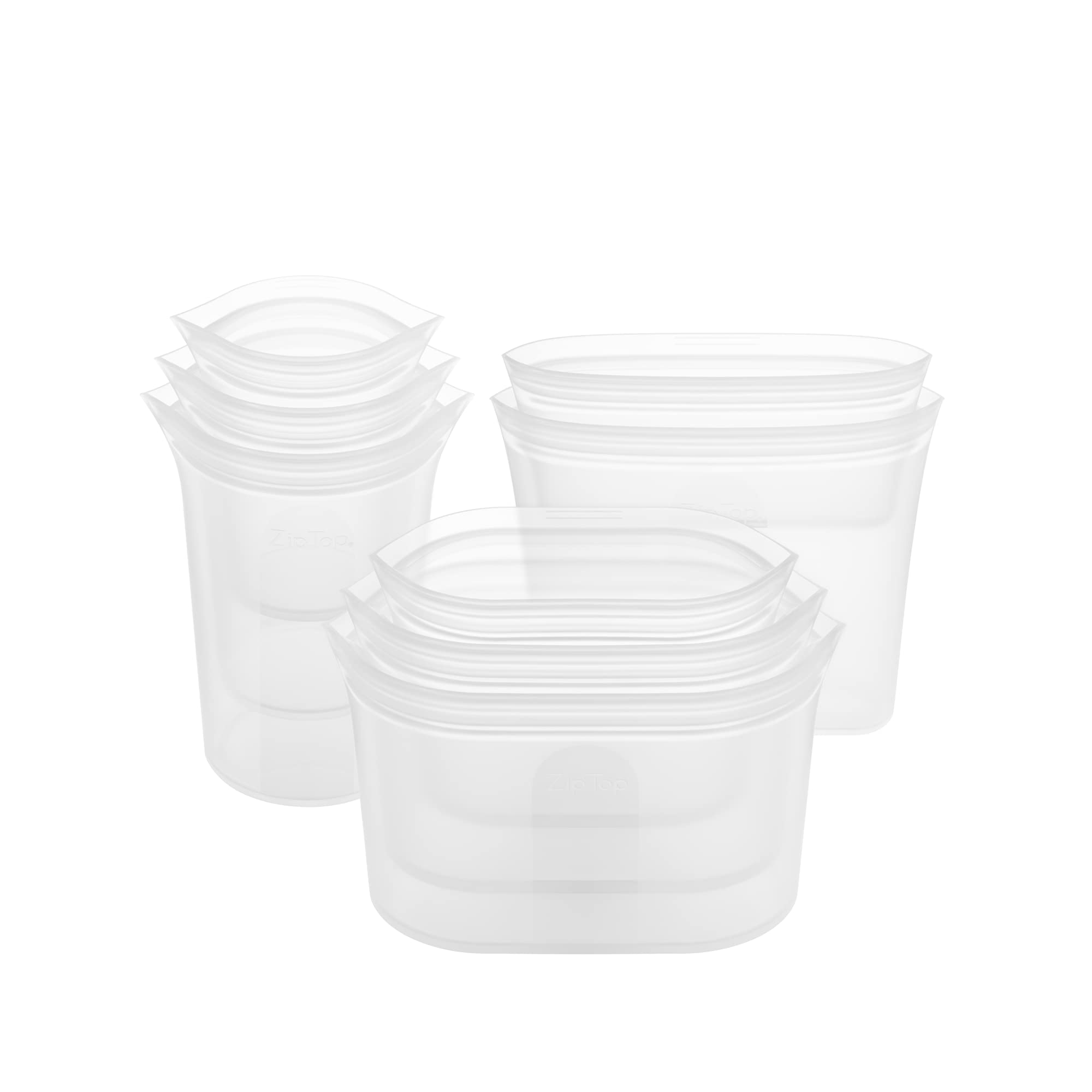 Eco-Friendly Zip Top Reusable Food Storage Bags - Set of 8 Frost-Colored Silicone Containers | Microwave, Dishwasher & Freezer Safe | BPA-Free Meal Prep Bags | Made in USA | Perfect for Lunch Box, Meal Planning & Leftovers Storage