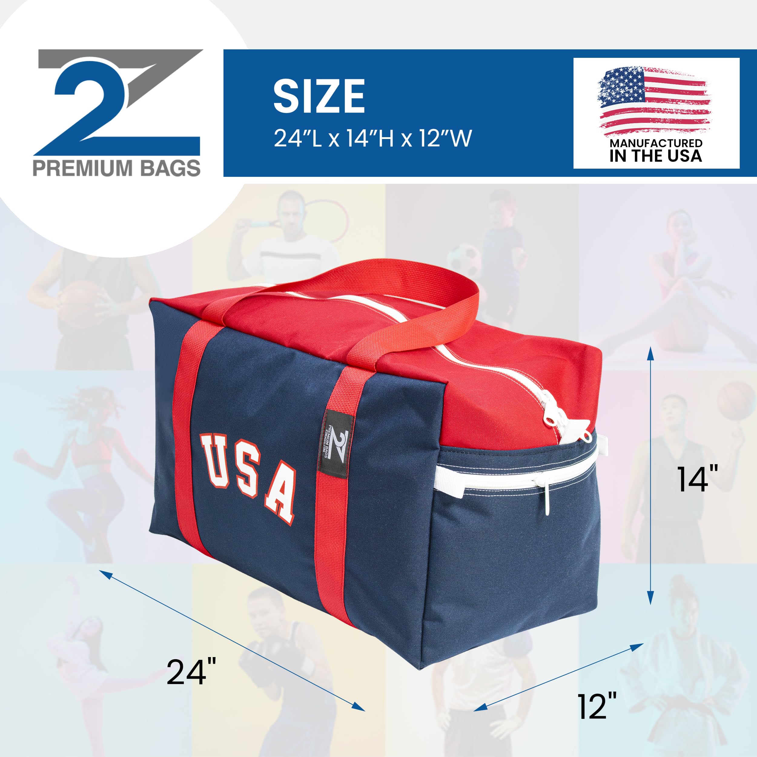 Z2 Sports Duffle Bag for Gym & Travel - Premium Water-Resistant Nylon Coaches Bag for Soccer, Baseball, Softball, Football, Basketball, Hockey - Durable Athletic Bag for Men & Women - Perfect for Sports Practice, Team Travel & Weekend Getaways