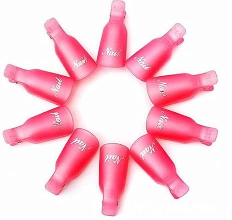 AISHU 10PCS Nail Polish Remover Clips - Acrylic Nail Art Soak Off Caps for Gel Polish Removal on Toenails & Fingernails - Perfect for At-Home Manicures & Salon Use