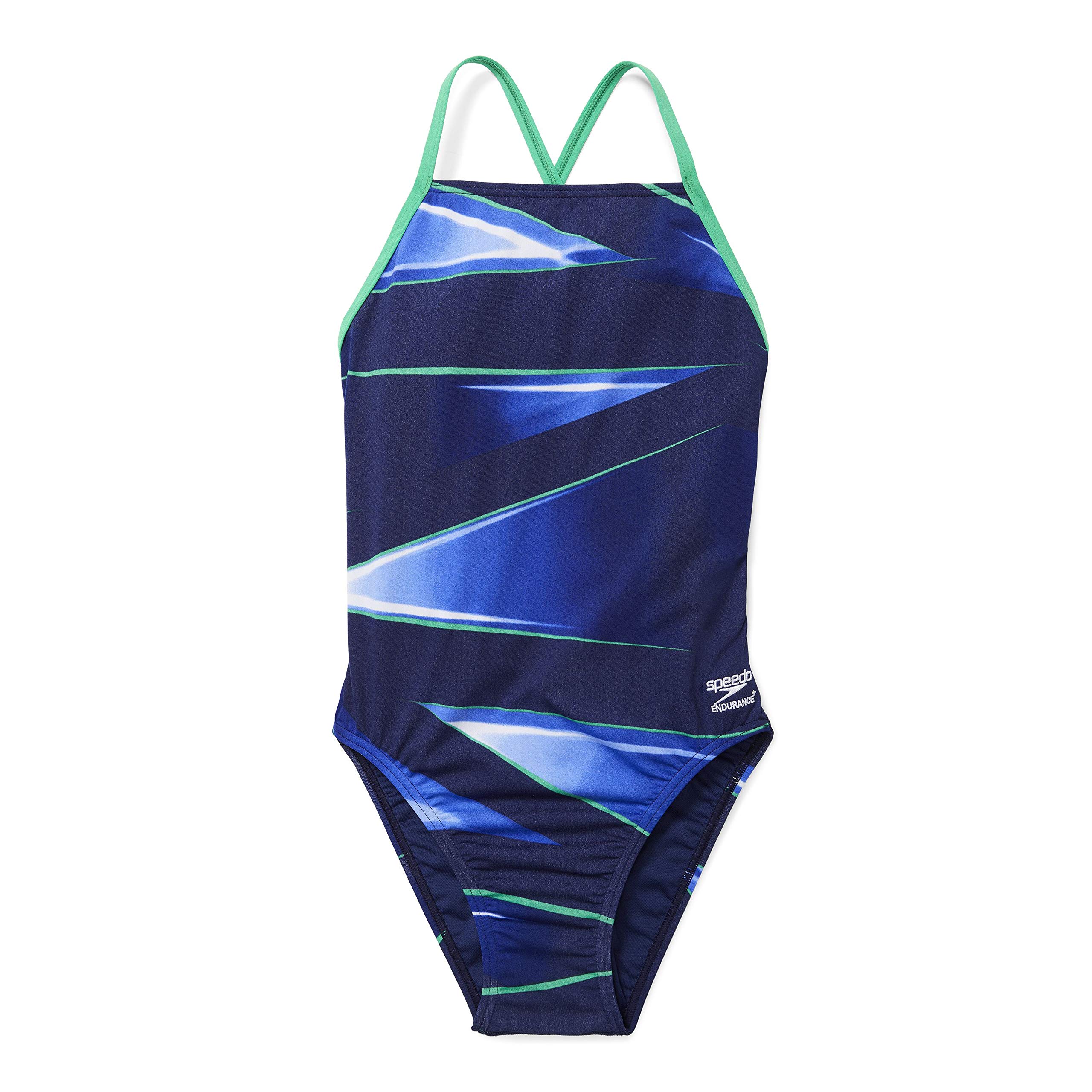 Speedo Women's One Piece Swimsuit - Endurance+ Cross Back Printed Swimwear for Adults in Team Colors | Perfect for Lap Swimming, Water Aerobics & Beach Vacations