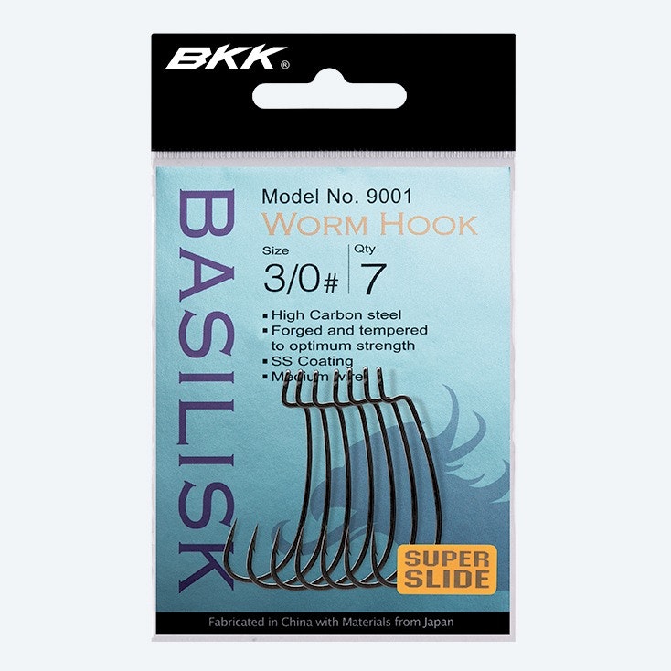BKK Basilisk Worm Hook - Premium Fishing Hooks for Bass, Trout & Freshwater Fishing - Sharp & Durable Worm Hooks for Soft Plastic Baits - Perfect for Texas Rig, Carolina Rig & Wacky Rig Fishing Techniques