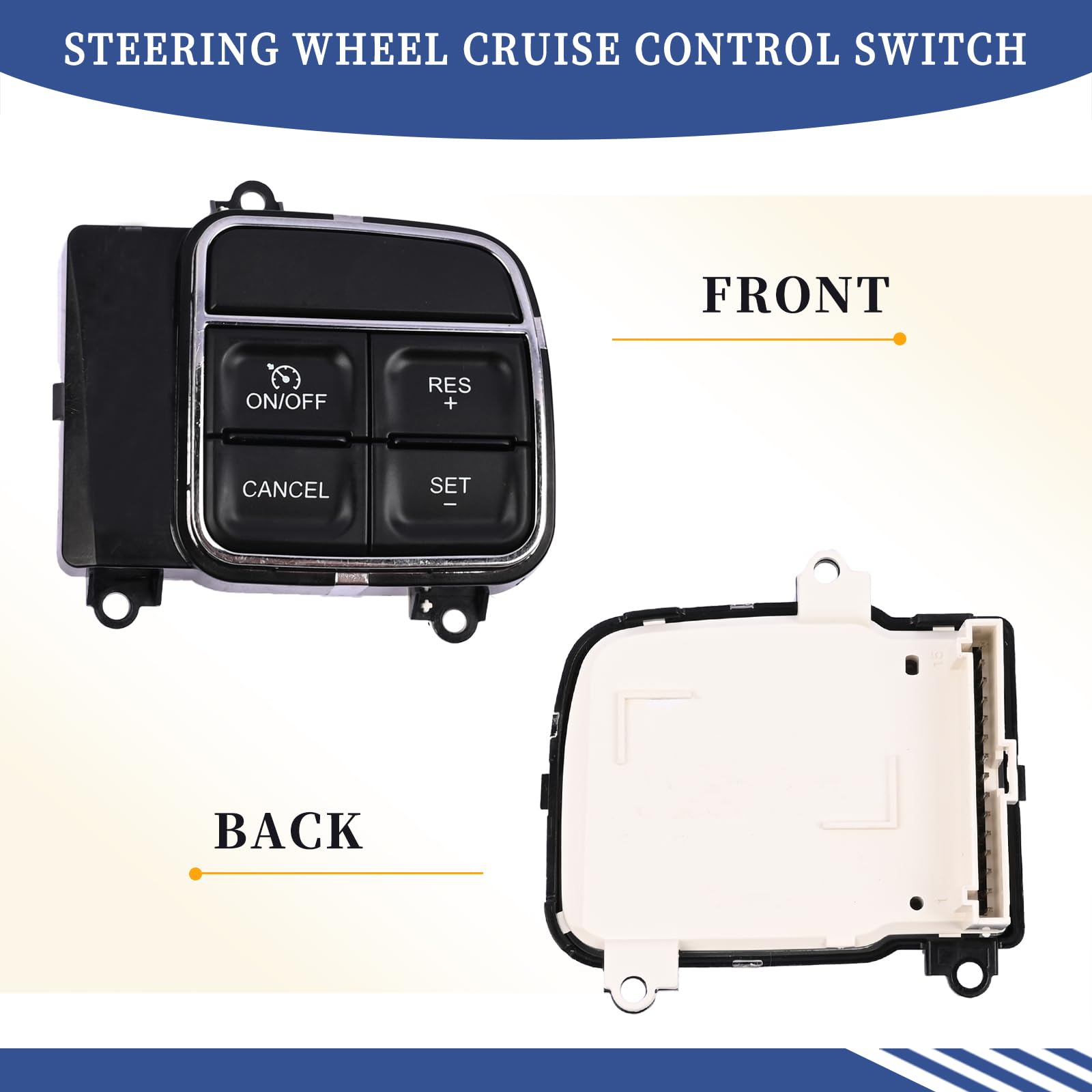 Steering Wheel Cruise Control Switch 56046252AD 56046094AF Compatible with Chrysler 300, Dodge Charger Durango, RAM 1500 2500, Jeep Grand Cherokee 2011-2014 - Replacement Speed Control Switch for Smooth Highway Driving