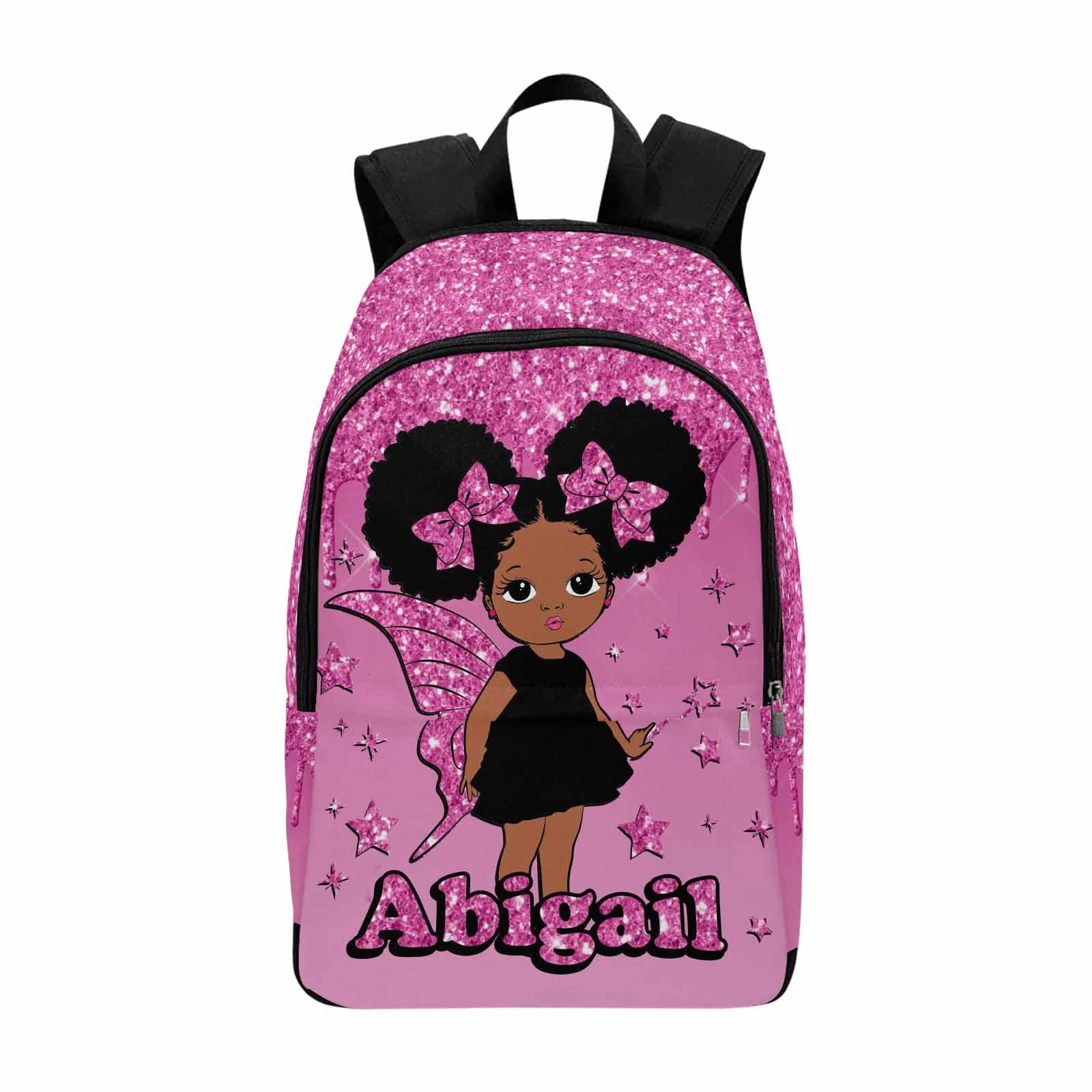 Personalized Pink Sparkle Drips Backpack - Custom Shining Stars Design School Bag for Women & Men, Lightweight Daypack for Hiking, Travel & College - Perfect Gift for Afro Girls & Students