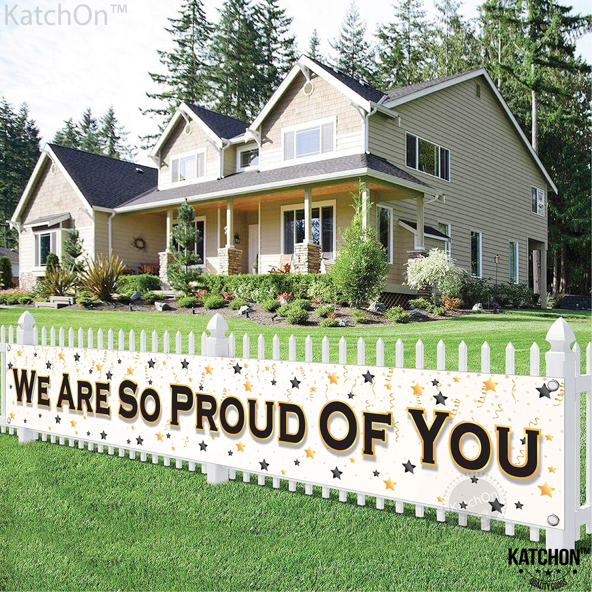 KatchOn Extra Large Graduation Banner 120x20 Inch - Proud Graduate Party Decor for 2025 | Yard Sign, Backdrop & Wall Decoration for High School & College Celebrations