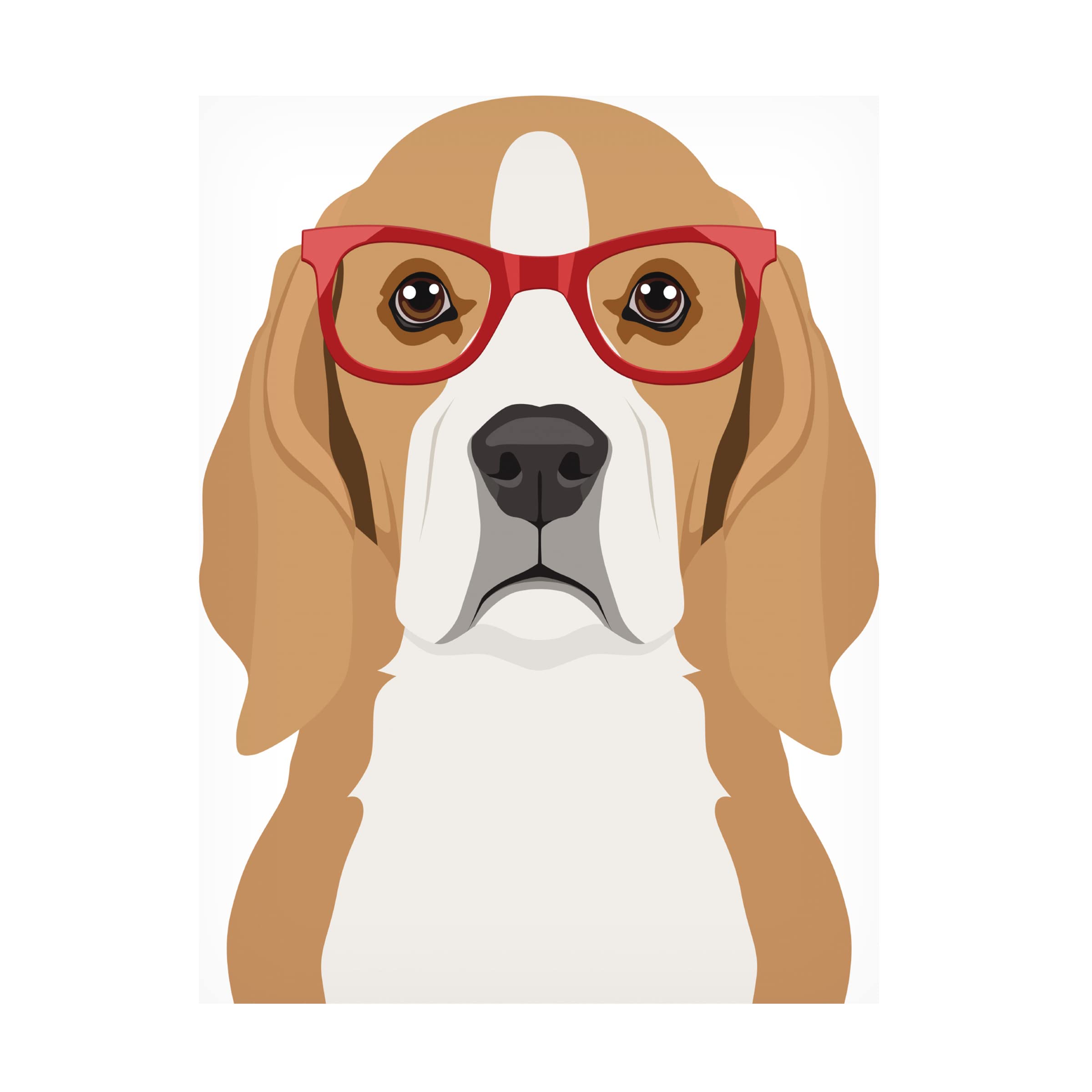 Beagle Wearing Hipster Glasses Canvas Wall Art - Premium Trademark Fine Art by Furbaby Affiliates - Perfect for Living Room, Bedroom & Office Decor