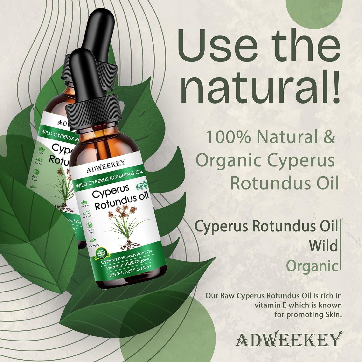 100% Pure Natural Cyperus Rotundus Oil (Nut Grass Oil) for Hair Removal - Organic Essential Oil for Skin Care & Aromatherapy - Perfect for DIY Beauty Treatments & Spa Relaxation (1pc)