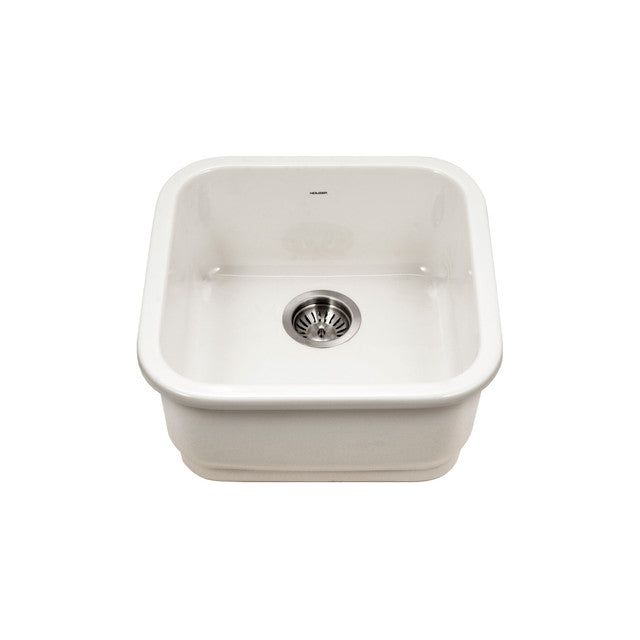 Houzer Platus Series 19 Fireclay Undermount Square Single Bowl Bar/Prep Sink - PTB 1919 BQ Biscuit | Durable Kitchen Sink for Bar, Prep Station & Small Kitchen | Perfect for Entertaining & Food Preparation