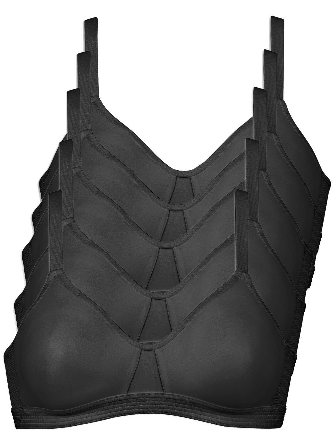 Naturana Women's Non-Wired Sports Bra Pack of 5 - Breathable Support for Running, Yoga & Gym - Black Size 36C