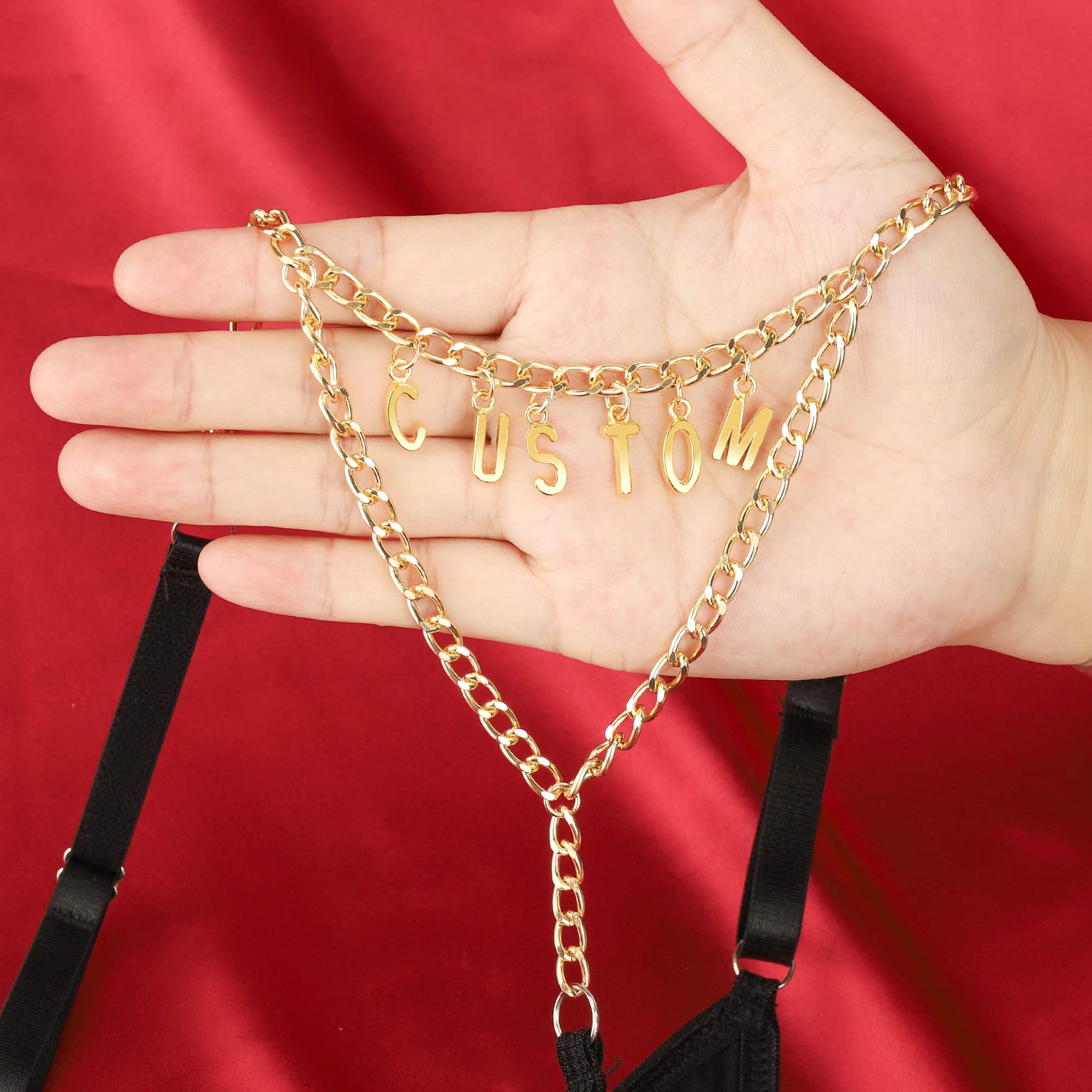 Custom G-String Sexy Thong Panties for Women - Rhinestone Charm Letters Waist Chain Cheeky See-Through Lingerie | Perfect for Valentine's Day, Bachelorette Parties & Sensual Occasions